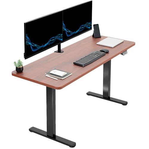 VIVO Dark Walnut 60 x 24 in Standing Desk, DESK-KIT-B06D - color: Dark Walnut Top / Black Frame, size: 60 x 24 inch