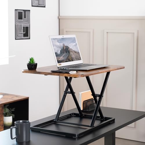 VIVO Vintage Brown 26 in Single Top Standing Desk Converter, DESK-V001JN - color: Vintage Brown, size: 26"