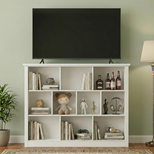 Unikito Cube Storage Shelf, Open Cube Bookshelf with Base, Warm White - color: Warm White, size: 10 Cube (50"W x 38.7"H)