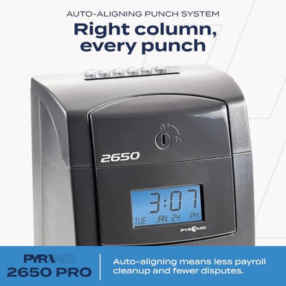 Pyramid Time Systems 2650 Auto Aligning Punch Clock, Employee Time Clock