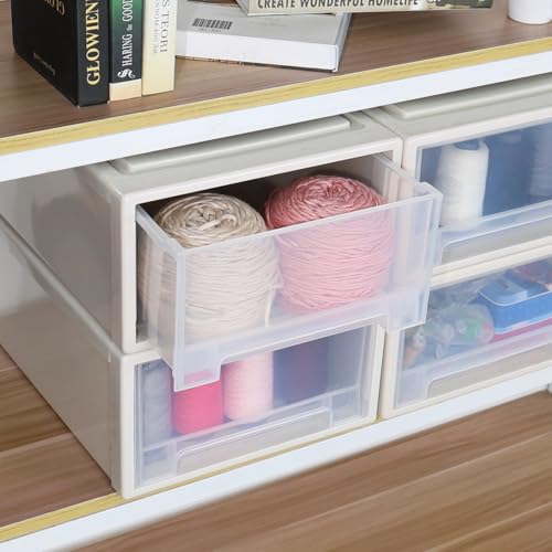 4-Tier Plastic Drawer Tower, 18 Quart Storage Organizer Unit Bin | Stackable Container Drawers for Bedroom, Bathroom, Office, Lightweight, Easy-Clean, Space-Saving Storage - size: 18 Quart