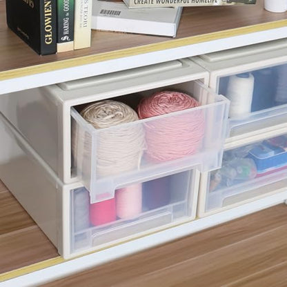 4-Tier Plastic Drawer Tower, 18 Quart Storage Organizer Unit Bin | Stackable Container Drawers for Bedroom, Bathroom, Office, Lightweight, Easy-Clean, Space-Saving Storage - size: 18 Quart