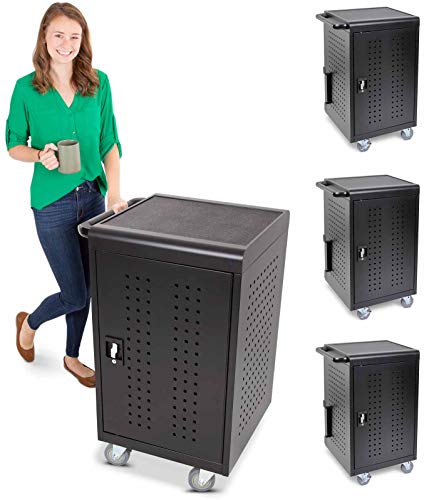 3-Pack | Line Leader 30 Unit Mobile Charging Cart with Locking Cabinets | UL Safety-Certified Charging Station for 30 Tablets, Laptops or Chromebooks | ANSI/BIFMA Standard Laptop Cart & Storage Cart - size: 3 PACK - 30 Tablet/Chromebook
