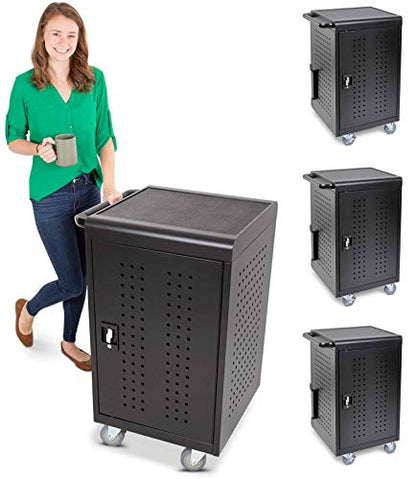 3-Pack | Line Leader 30 Unit Mobile Charging Cart with Locking Cabinets | UL Safety-Certified Charging Station for 30 Tablets, Laptops or Chromebooks | ANSI/BIFMA Standard Laptop Cart & Storage Cart - size: 3 PACK - 30 Tablet/Chromebook