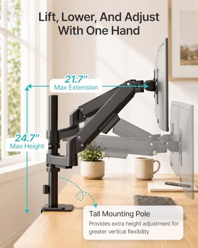 Dual Monitor Stand for 17-32 Inch Screens, Gas Spring Arms | Full Motion Mount with Cable Management, Support up to 19.8 lbs，Computer Monitor Arm with Clamp/Grommet Base - style: Dual Monitor Arm