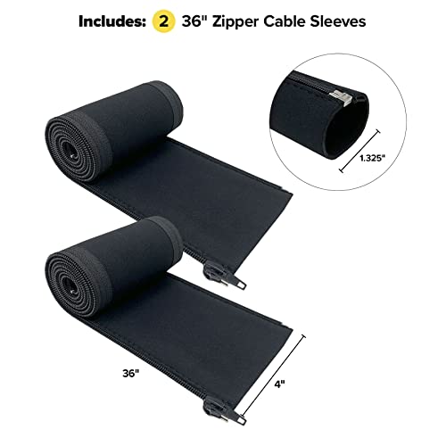 Wrap-It Storage Zipper Cable Sleeve, Black, 36", 2-Pack - size: 36in (2-Pack)