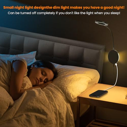 Wall Mounted Reading Light,Headboard Reading Lamp with 5 Color Temperature &5 Dimming,360°Flexible Gooseneck,USB Output, Night Light&Timer Function- Perfect for Reading in Bed Black 2 PCS - color: Black 2 PCS