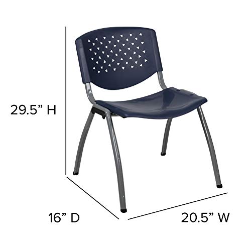 Hercules Series 5 Pack 880 lb. Capacity Navy Plastic Stack Chair with Titanium Gray Powder Coated Frame - color: Navy