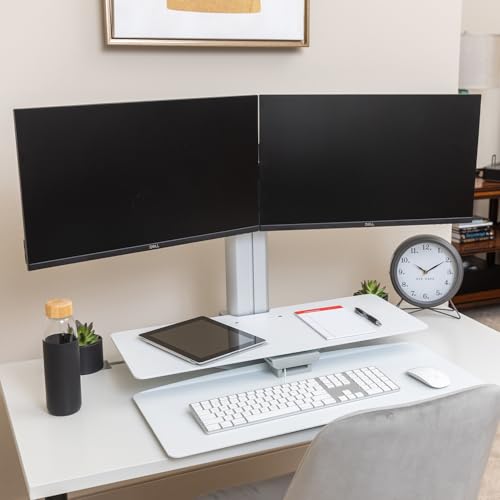 Perfect POSTURE Standing Desk Converter - Dual Monitor Riser - 18" Lift - color: White