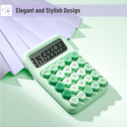 Mr. Pen- Mechanical Switch Calculator, 12 Digit Large LCD Display | Green with Big Buttons, Mechanical Switch Calculator for Home, School, Office - color: Green