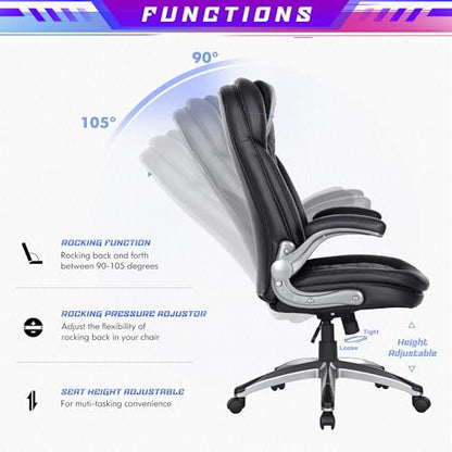 Executive Office Chair-Ergonomic Computer Desk Chair, High Back Leather Chair Swivel Home Office Chair Set of 2, Black - color: Black, size: set of 2