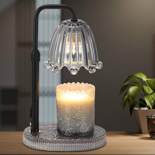 Candle Warmer Lamp with Timer,Birthday Gifts for Women| Dimmable and Height Adjustable Candle Wax Melts Warmer for Scented Jar Candles, Home Fragrance Decor, Christmas and Housewarming Gifts - color: Flower-Gray