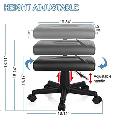 Footrest Stool Under Desk Adjustable Height Footrest Ottoman Ergonomic | Foot Stool with Wheels 360°Rolling for Home Office - color: Black-1