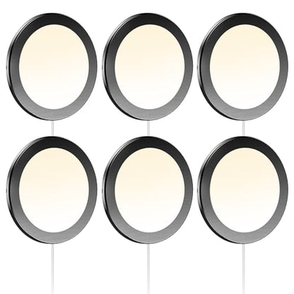 VST Under Cabinet Mini Panel Lighting 3.94inch 12V 2.5W(Total 15W) with Wireless Dimmer Switch, Surface Mount Puck Light for Kitchen Van Truck Car Galley Downlight 6Pack(Round 2700K-6500K) - color: 6 Pack Black CCT