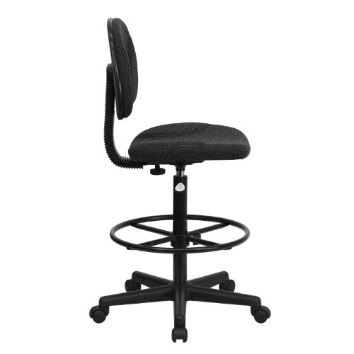BizChair Black Patterned Fabric Adjustable Height Drafting Chair with Adjustable Foot Ring - color: Black Patterned