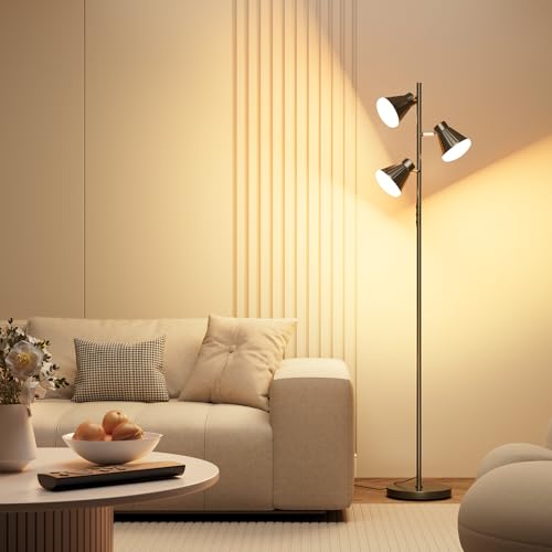 SIBRILLE 36W LED Tree Floor Lamp with Remote for Living Room Bedroom - color: Black