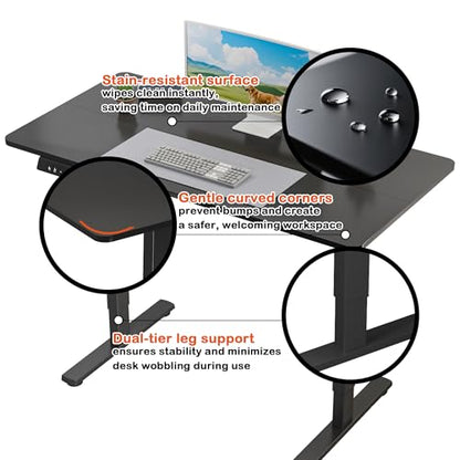MSZ Electric Standing Desk 48x24 Inch with Memory Presets, Adjustable Height Sit to Stand Computer Desk for Home Office & Gaming (Black) - color: 3-black