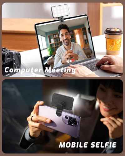Portable Selfie Light for iPhone: Rechargeable Phone Fill Lights, Ring Light for Camera Picture, Makeup Photo, Video Conferences, Laptop Use, Zoom Meetings, TikTok, Vlog Photography - color: BLACK