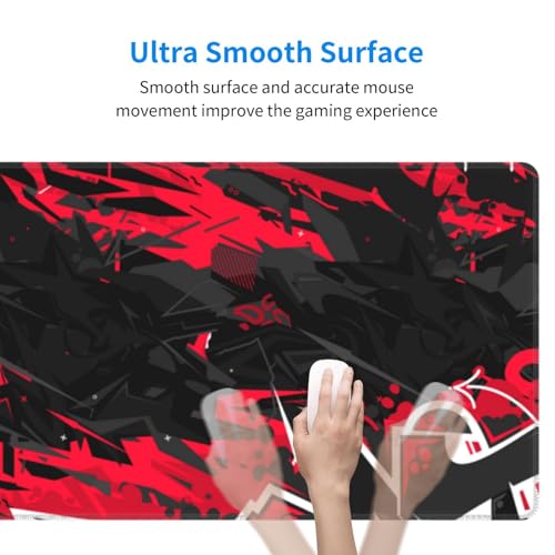 Gaming Mouse Pad, with Stitched Edges, Dark Black Urban Street Art Graffiti Mouse Mat, Extended XL Mousepad with Anti-Slip Base, Cool Large Mouse Pad for Desk, 31.5 x 11.8 in - color: Dark Black Urban Street Art Graffiti