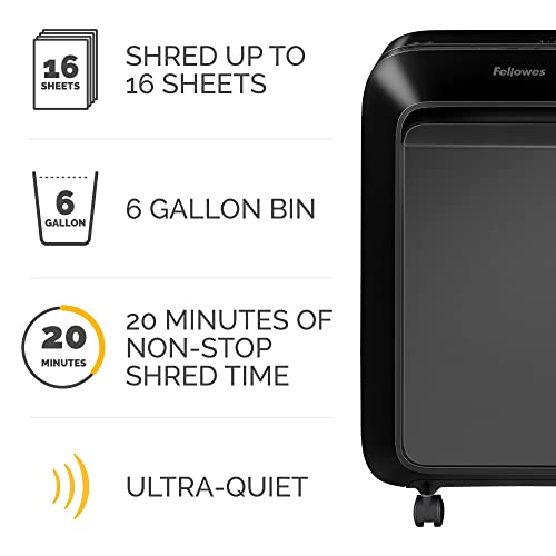 Fellowes LX210 P-4 Micro-Cut Paper Shredder, Jam-Proof Heavy-Duty Paper Shredder for Office, 16 Sheet Capacity, Black - style: 16-Sheet