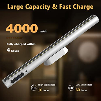 Hapfish Battery Powered Operated Wall Strip Lights, Magnetic LED Light Bar - color: Silver, size: Without Motion Sensor