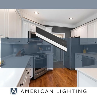 American Lighting LED Courant Plus Undercabinet Light 24 Inch 5CCT 90+ CRI 1200 Lumens with USB-A USB-C and 20A Receptacles Black Finish Title 24 Compliant