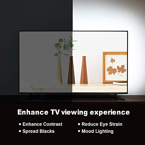 HAMLITE USB TV Bias Lighting 6500K True White for 50-55inch TV, 11.5ft LED Lighting fixtures for Indoor and Outdoor Lighting Applications Covers 4 Sides of 50-55 Inch TV, TV Light with RF Remote - size: 50-55"