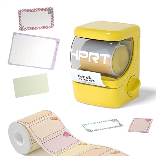 HPRT NEW1 Label Maker - Bluetooth Label Make Machine with 1 Roll Tape Portable Thermal Printer for iPhone&Andriod, Yellow - style: Yellow