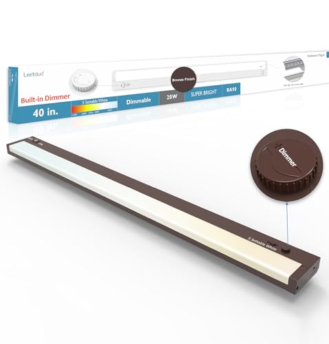 Under Cabinet Lighting Plug in or Hardwired Built-in Dimmer, 40 Inch 20W, 5CCT 2700/3000/3500/4000/5000K, Linkable Counter Lights for Kitchen, ETL Dimmable LED Light Fixture, Bronze - color: Bronze, size: 40 inch