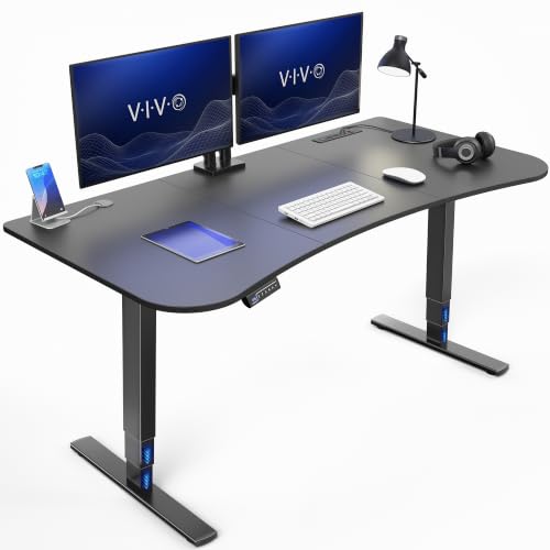 VIVO Black 63 x 32 in Standing Desk, DESK-KIT-2EBAC - color: Black Top + Power / Black Frame, size: 63 x 32 inch