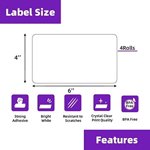 AveneMark 4 Stacks 2000 Labels 4" x 6" Fanfold Direct Thermal Labels, Postage Shipping Labels Paper with Perforated, Strong Adhesive Label for Zebra, Rollo, MUNBYN Thermal Printer,500 Labels per Stack - size: 4"x 6" Fanfold(4 Stacks-2000 Labels)
