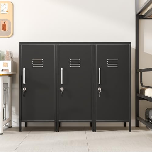 PAOFIN 35" Metal Storage Locker, Lockable Employees Metal Locker with Door and Adjustable Shelves, Steel Locker for Home, School, Office, Gym (Black) - color: Black, size: 1 door-35"
