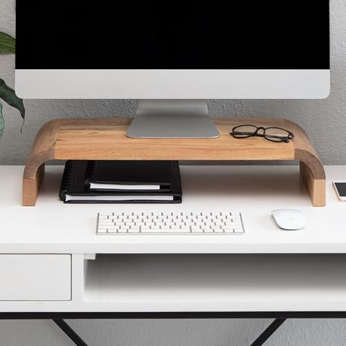 Anji Mountain Monitor Stand for Desk - Desktop Organizer & Laptop Riser, Ergonomic Monitor Riser, Space-Saving, Durable, Easy Assembly & Ideal for Home & Office, Mango, Classic - color: Natural