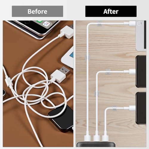 LinkDocs 30 PCS Adhesive Cable Wire Clips Clear, Cable Staples Outdoor Cable Management Wire Organizer Cord Holder for Under Desk, Car, Wall, TV PC Ethernet Cable (Clear)