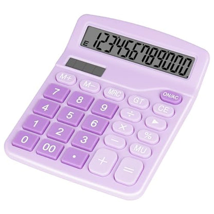 Cute Purple Desktop Calculator with Big Buttons, Dual Power Source | Solar and Battery, Large Display Screen - Perfect for Office, Teachers, and Students (Purple) - color: Purple