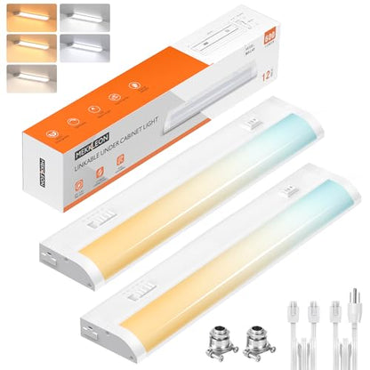 12inch Linkable Under Cabinet Lighting Hardwired Plug-in,Wired LED,2 Pack - color: 2 Pack, size: 12 INCH
