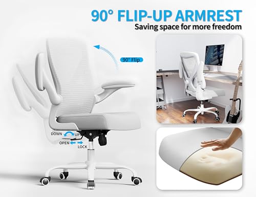 Ergalithic Office Chair: Mesh Ergonomic Desk Chair with 3D Lumbar & Swivel - color: White, size: Pack of 1