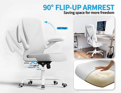 Ergalithic Office Chair: Mesh Ergonomic Desk Chair with 3D Lumbar & Swivel - color: White, size: Pack of 1