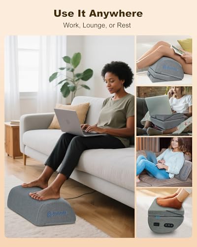 Comfier Foot Rest Under Desk at Work with Heat,Vibration,Foot Heater Foot Warmer,3 Height Under Desk Foot Rest for Office Chair,Gaming Chair Footstool, Ergonomic Heated Footrest,Computer Desk Use - color: Off-gray