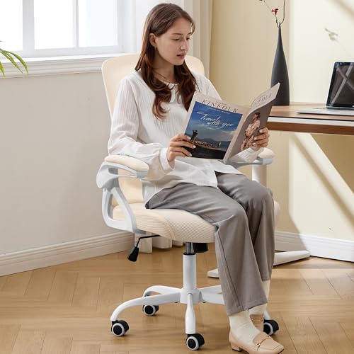 Ergonomic Office Chair Desk Chair with Adjustable Lumbar Support - color: Buff Beige