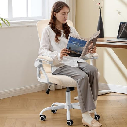 Ergonomic Office Chair Desk Chair with Adjustable Lumbar Support - color: Buff Beige