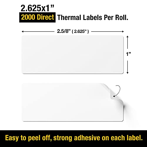 2 5/8" X 1” Direct Thermal Labels 2000 Per Roll Perforated | Quality 2 5/8" x 1” direct thermal labels 2000, designed for everyday use. - size: 2 5/8" X 1" 6 Roll