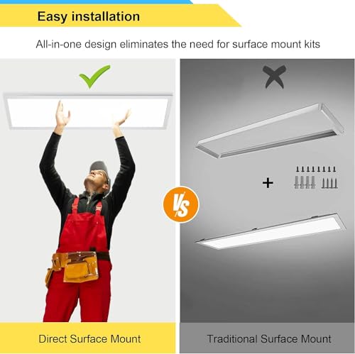 AIKVSXER 1 Pack 1x4 LED Flat Panel Light Surface Mount White, 5500LM 50W - color: White, size: 1x4FT 1PACK