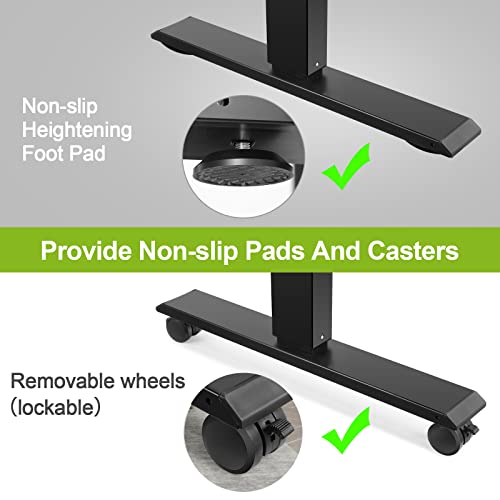 farexon 55 x 24inch Electric Standing Desk Adjustable Height with Power Outlets, Stand up Desk with Wheels,Mouse Pad, Hooks,Preset Heights Home Office Gaming Computer Workstations Table（Black） - color: Black, size: 55 x 24''-Outlets