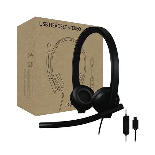 Logitech H570e USB-C Wired Headset with Microphone PC and Mac - Black | Stereo sound, inline controls, certified for Microsoft Teams, compatible with PC and Mac - size: Teams, style: Stereo