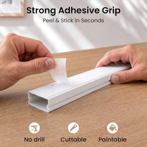 Cord Covers for Wires on Wall - 150in Cable Management Cable Hider - Cord Hiders for TV On Wall - Paintable Cable Concealer - Wire Covers for Cords - 10X (L16 x W1.1 x H0.55) - Large | White - color: White, size: 150" - Large