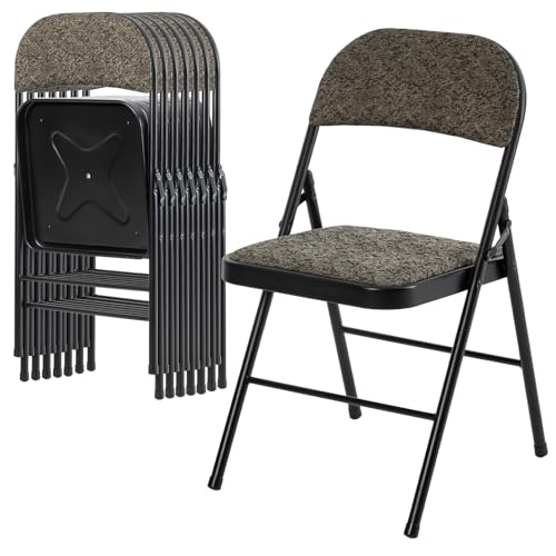 DUMOS Padded Folding Chairs 8 Pack, Foldable Dining Patio Chairs, Outdoor - color: Black Grey, size: 8 Pack