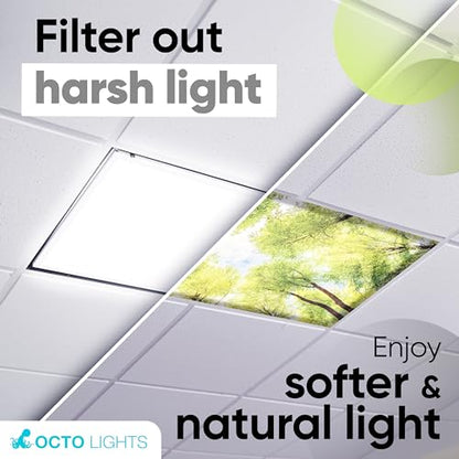 Fluorescent Light Covers for Ceiling Lights Classroom Magnetic Tree 4pk - color: Forest Trees