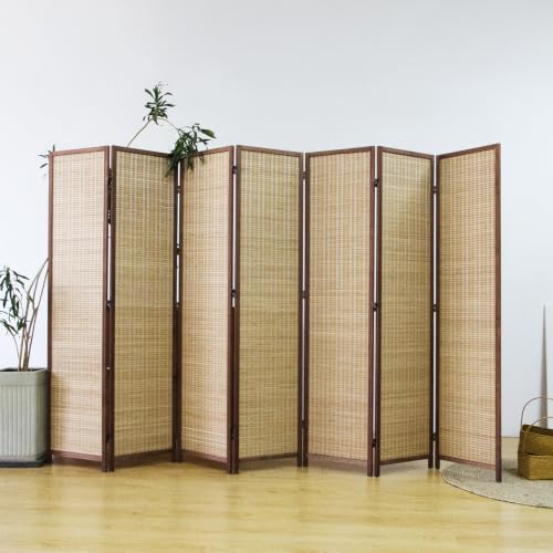 Furnnylane 7 Panel Bamboo Room Divider Screen, Brown Folding Privacy Screen - color: Brown, size: 7 Panel