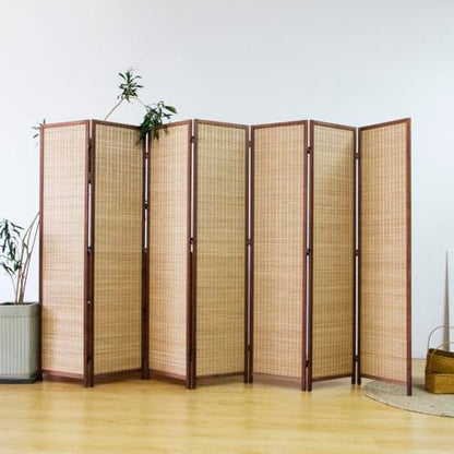 Furnnylane 7 Panel Bamboo Room Divider Screen, Brown Folding Privacy Screen - color: Brown, size: 7 Panel